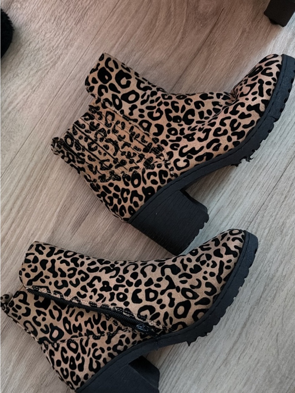 Leopard Print Ankle Boots - Women's Tan and Black Chelsea Boot